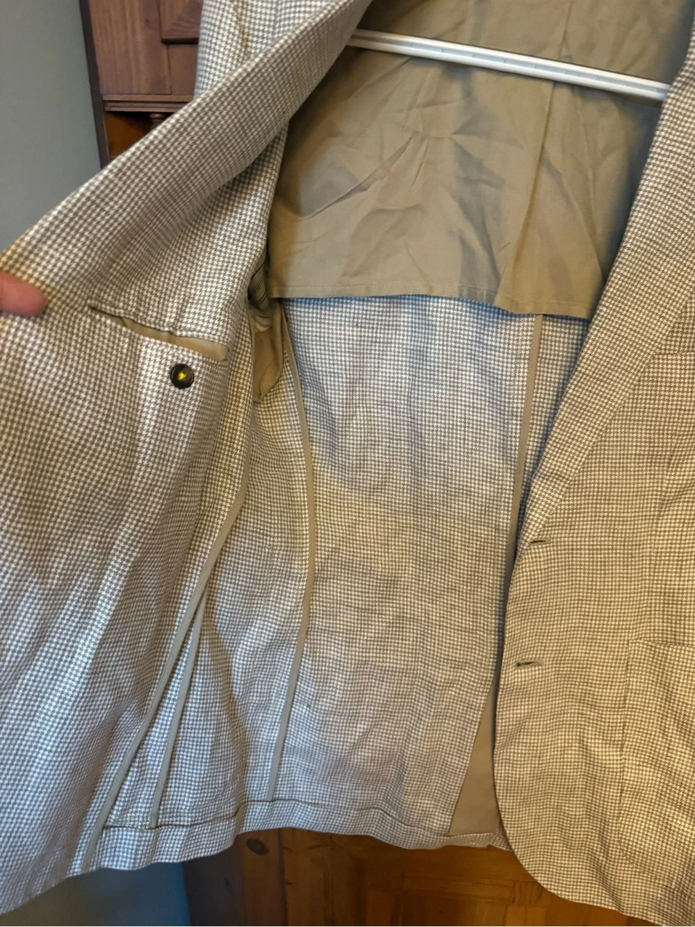 Banana Republic 100% Linen Houndstooth Blazer Sport Coat Jacket 38 S